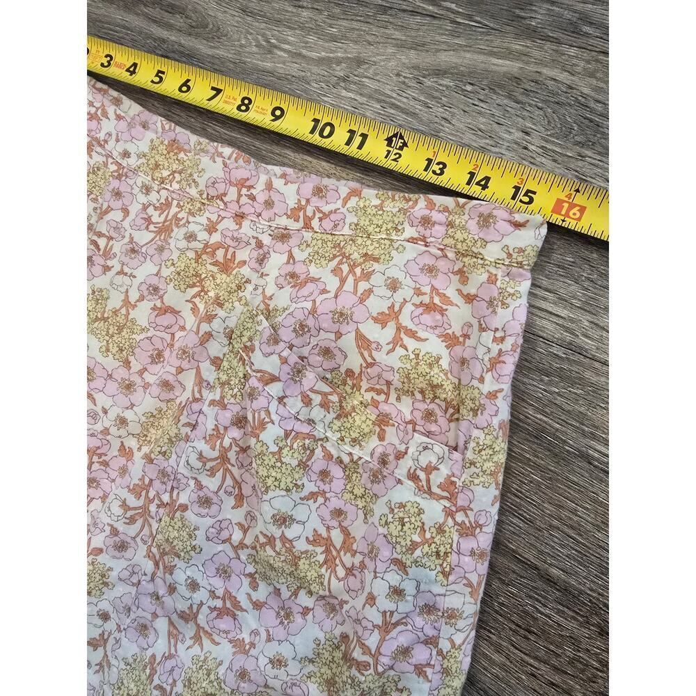 American Eagle Floral Cotton Skirt Size 6 with Pockets Pink Peach Cream A‑Line - Picture 6 of 7
